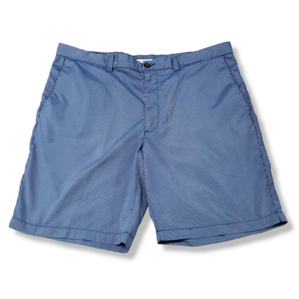14th & Union Shorts Size 42 Men's Flat Front Chino Shorts Striped Casual Blue